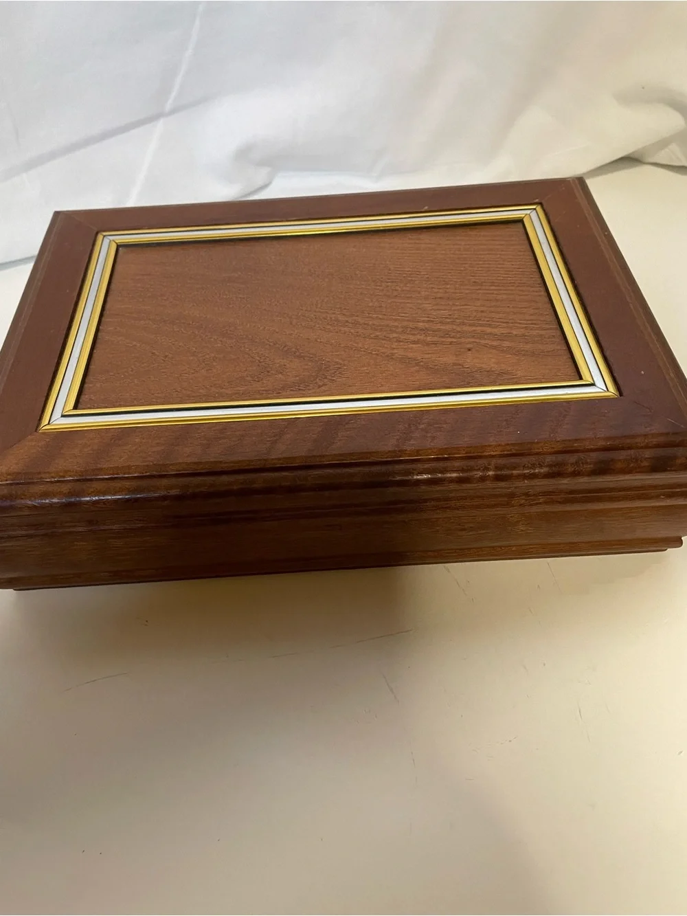 Classic Wood Jewelry Box with Gold Accent - Brown